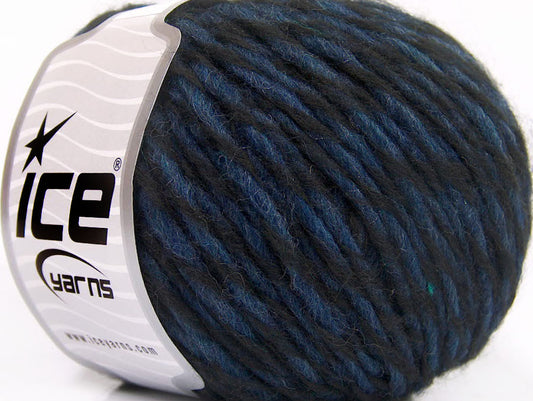Lot of 8 Skeins ICE PICASSO WOOL (45% Wool) Hand Knitting Yarn Black Dark Blue