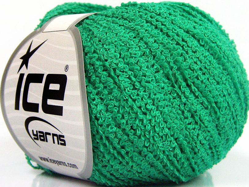 Lot of 8 Skeins Ice Yarns COTTON BOUCLE FINE (100% Cotton) Yarn Green