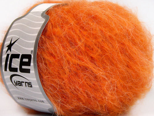 Lot of 8 Skeins ICE KAN MOHAIR (20% Mohair 25% Wool) Hand Knitting Yarn Orange