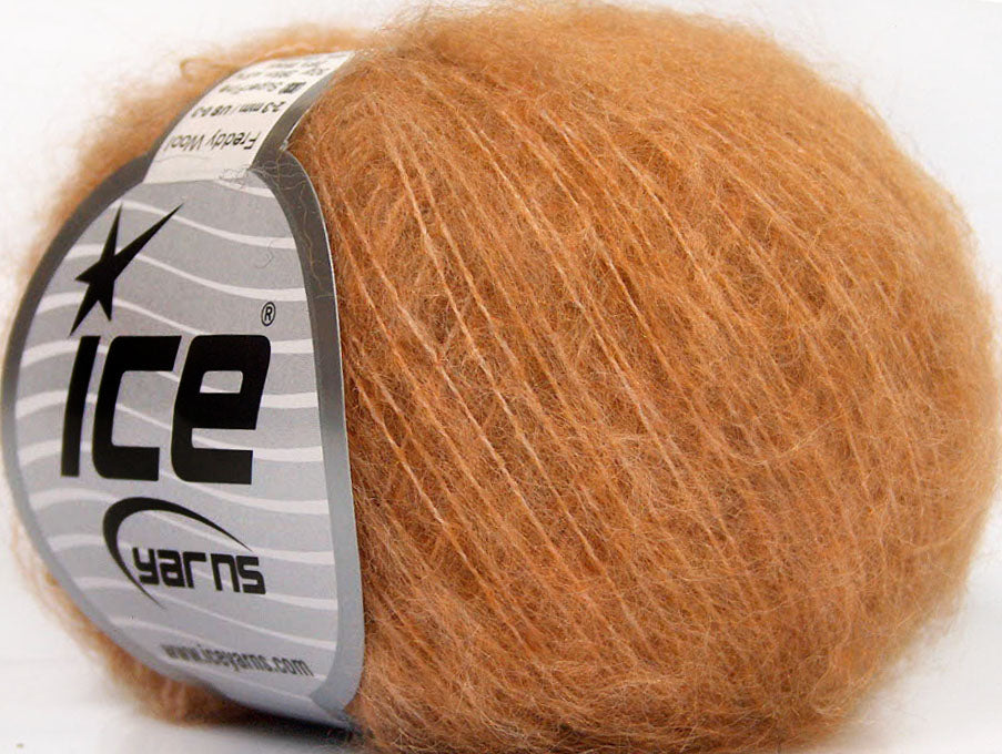 Lot of 10 Skeins ICE FREDDY WOOL (26% Wool 16% Viscose) Yarn Light Brown