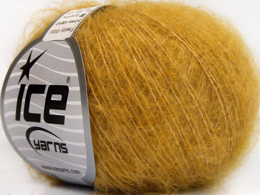 Lot of 10 Skeins ICE FREDDY WOOL (26% Wool 16% Viscose) Yarn Gold