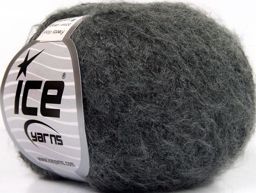 Lot of 10 Skeins Ice Yarns FREDDY WOOL (26% Wool 16% Viscose) Yarn Dark Grey