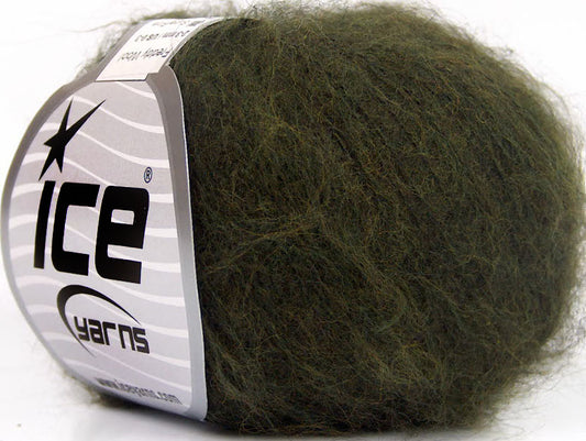 Lot of 10 Skeins ICE FREDDY WOOL (26% Wool 16% Viscose) Yarn Dark Green