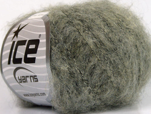Lot of 10 Skeins ICE FREDDY WOOL (26% Wool 16% Viscose) Yarn Khaki Melange