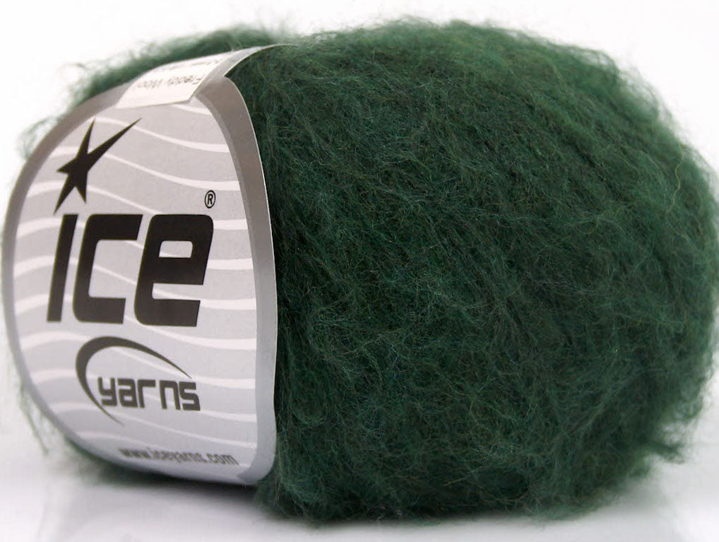 Lot of 10 Skeins ICE FREDDY WOOL (26% Wool 16% Viscose) Yarn Dark Green