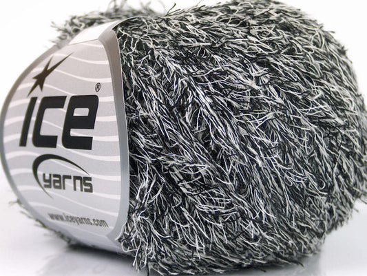 Lot of 8 Skeins Ice Yarns SALE EYELASH (50% Cotton) Yarn Black White