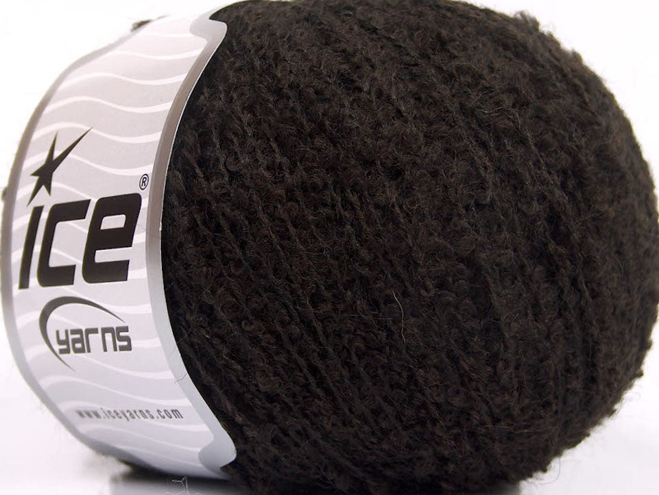 Lot of 8 Skeins Ice Yarns ALPACA BOUCLE FINE (25% Alpaca 25% Wool) Yarn Dark Brown