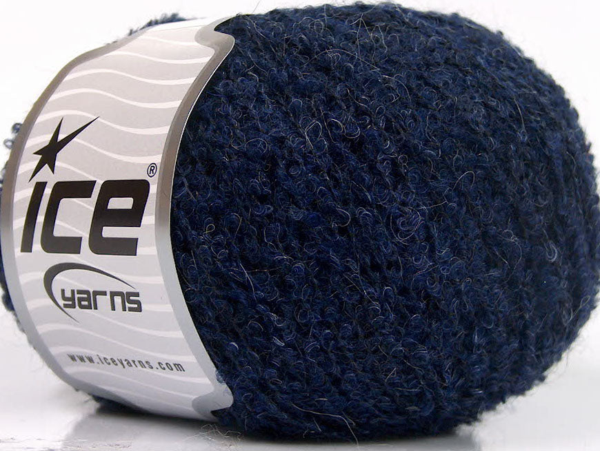 Lot of 8 Skeins Ice Yarns ALPACA BOUCLE FINE (25% Alpaca 25% Wool) Yarn Blue Melange