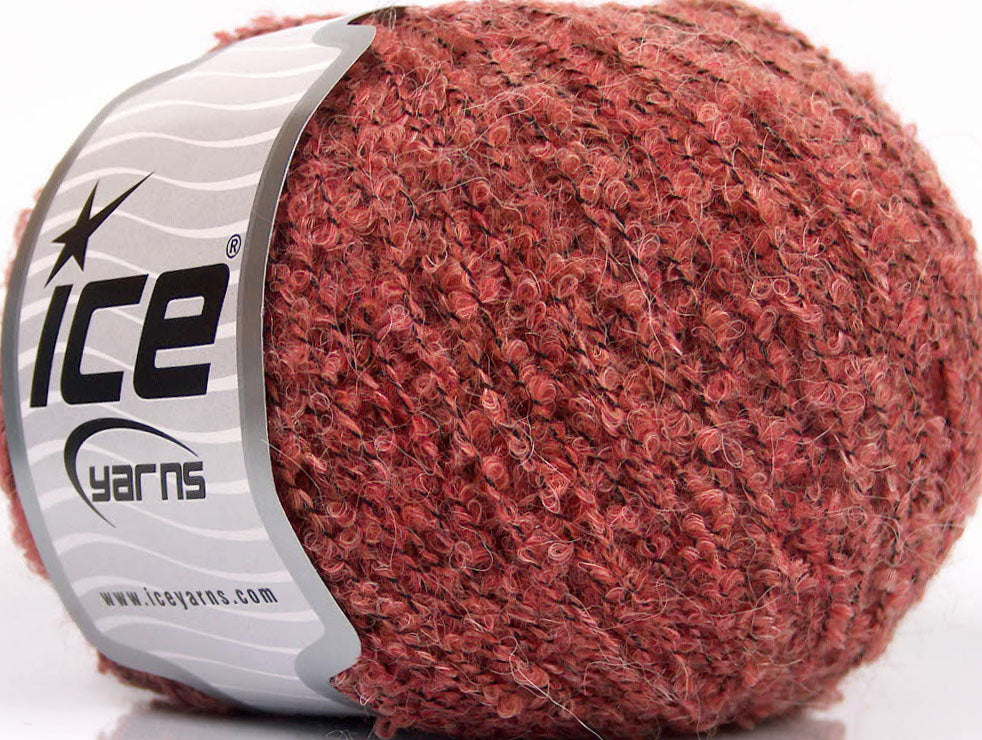 Lot of 8 Skeins Ice Yarns ALPACA BOUCLE FINE (25% Alpaca 25% Wool) Yarn Salmon