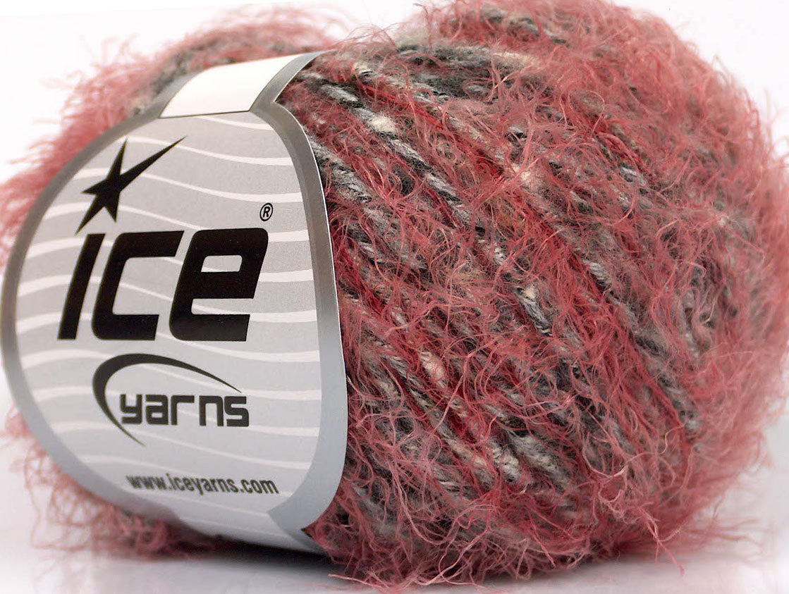 Lot of 8 Skeins ICE SALE EYELASH BLEND Yarn Pink Black Grey White