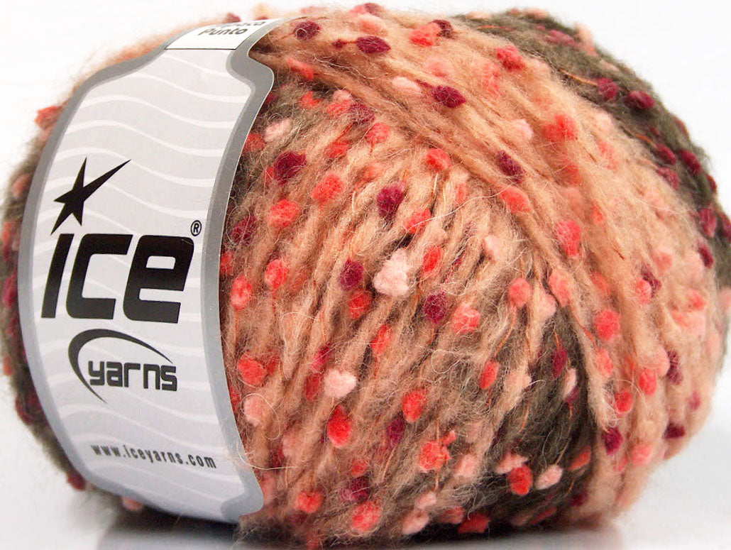 Lot of 6 Skeins Ice Yarns ALPACA PUNTO (20% Alpaca 20% Superwash Extrafine Merino Wool) Yarn Salmon Shades Brown Shades