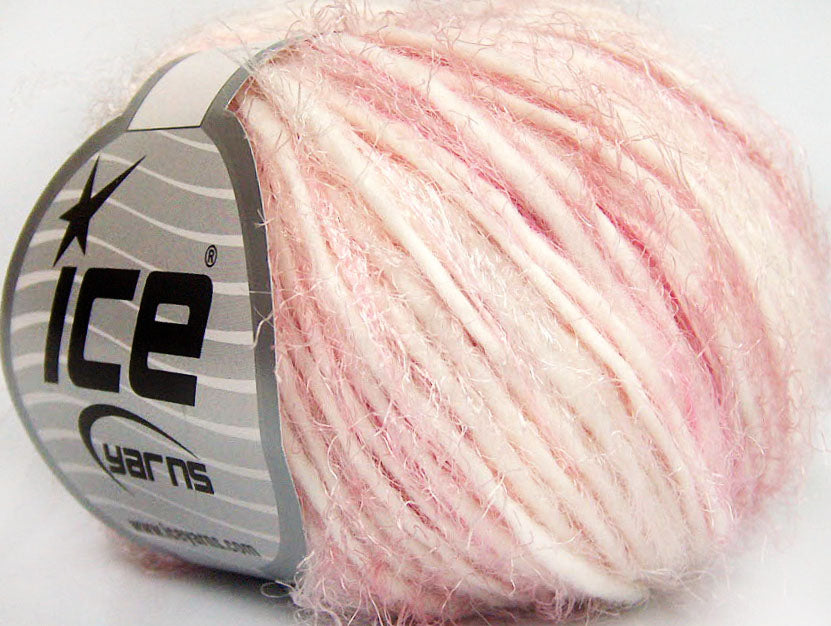 Lot of 8 Skeins ICE BUNNY SOFT Hand Knitting Yarn Light Pink White