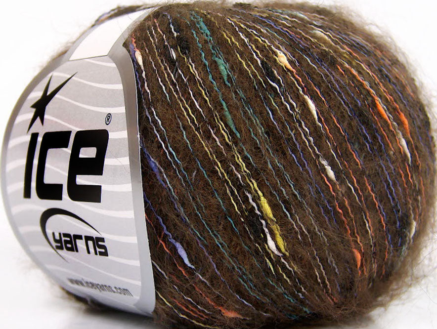 Lot of 8 Skeins ICE MOHAIR SHRIMP (25% Mohair) Hand Knitting Yarn Brown