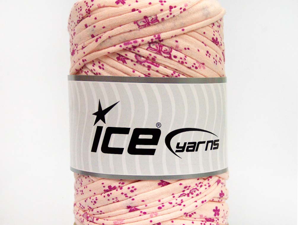250 gr ICE YARNS UPCYCLED FABRIC 250 (95% Cotton 5% Elastan) Yarn Light Salmon Fuchsia
