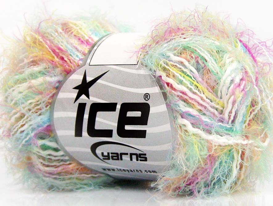 Lot of 8 Skeins ICE SALE EYELASH BLEND Yarn White Mint Green Pink