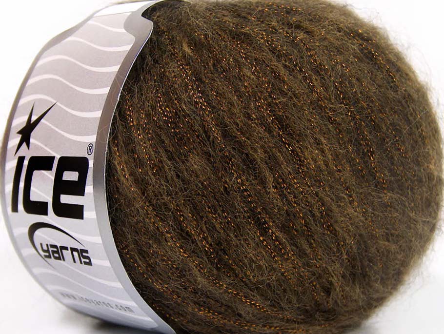 Lot of 8 Skeins Ice Yarns ROCK STAR METALLIC (25% Wool) Yarn Brown