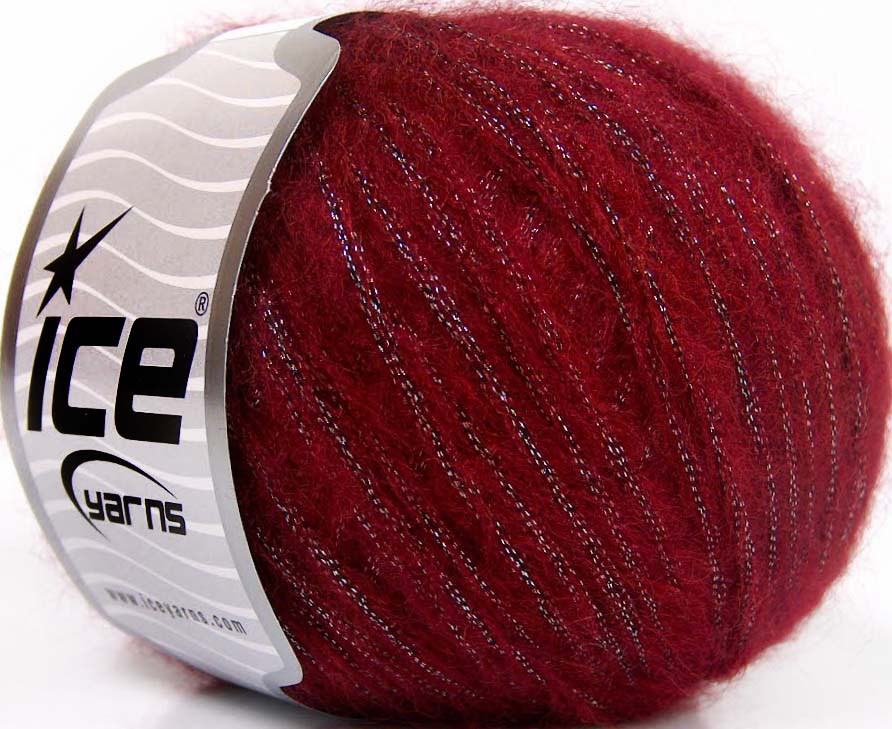 Lot of 8 Skeins Ice Yarns ROCK STAR METALLIC (25% Wool) Yarn Burgundy