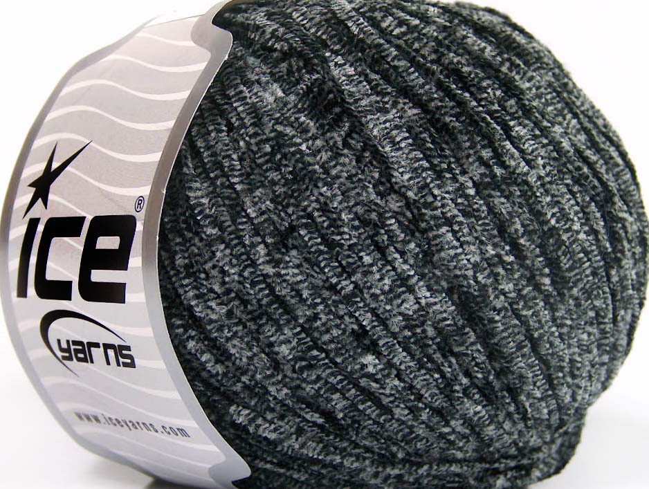 Lot of 8 Skeins Ice Yarns SALE CHENILLE (100% MicroFiber) Yarn Black Grey White
