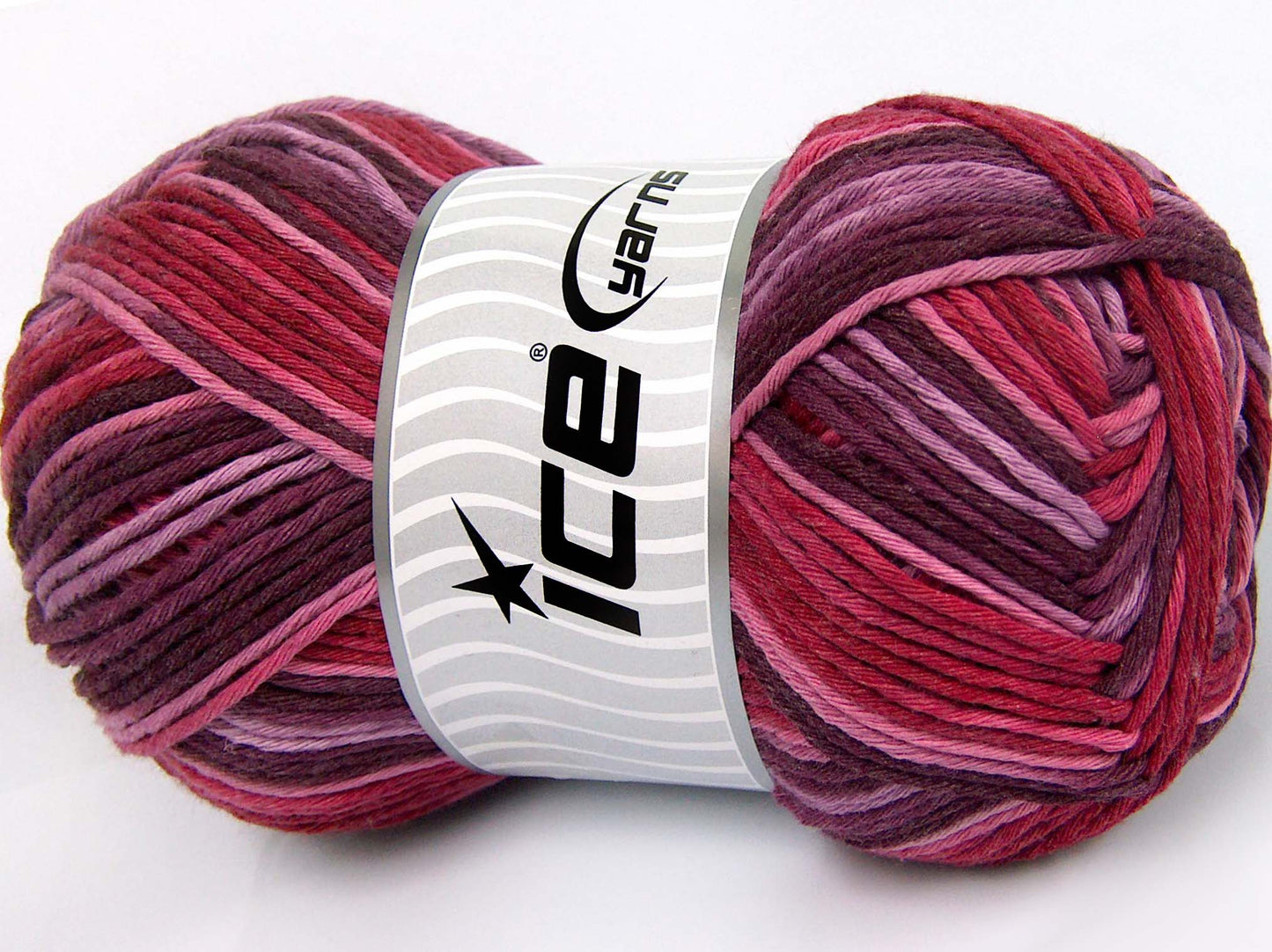 Lot of 2 x 200gr Skeins Ice Yarns NATURAL COTTON COLOR WORSTED (100% Cotton) Yarn Maroon Pink Shades Red