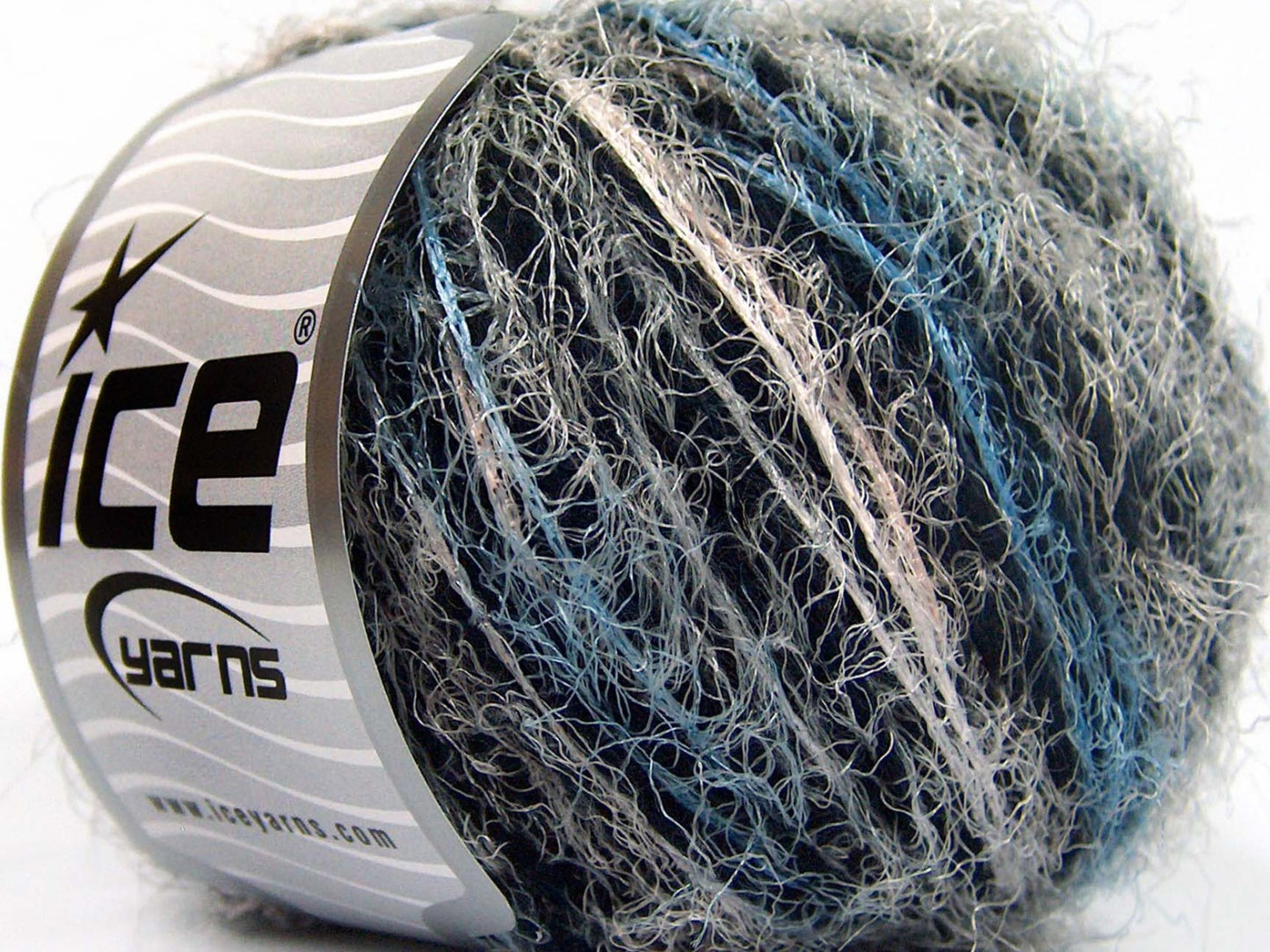 Lot of 8 Skeins Ice Yarns SALE EYELASH BLEND (30% Wool) Yarn Light Pink Light Blue Dark Navy