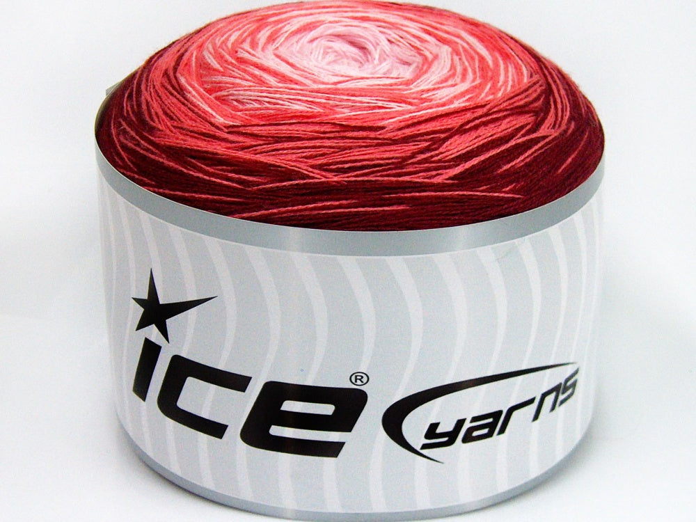 Lot of 2 x 150gr Skeins Ice Yarns CAKES COTTON FINE (50% Cotton) Yarn Burgundy Light Salmon Light pink