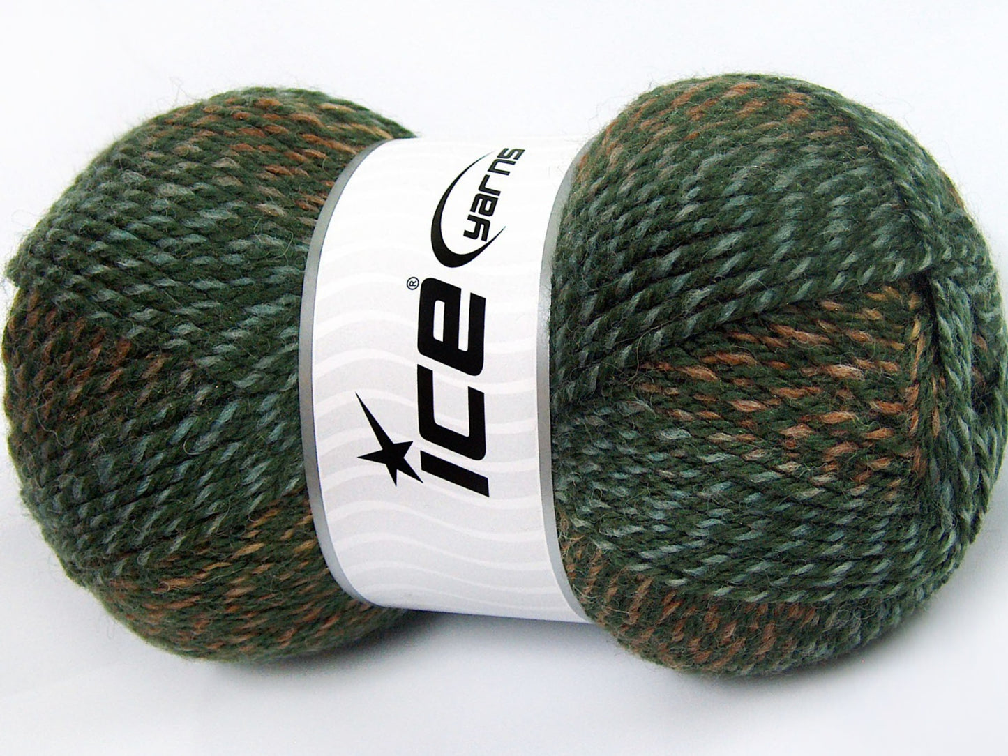 Lot of 4 x 100gr Skeins Ice Yarns PUZZLE WOOL (50% Wool) Yarn Green shades Brown Shades