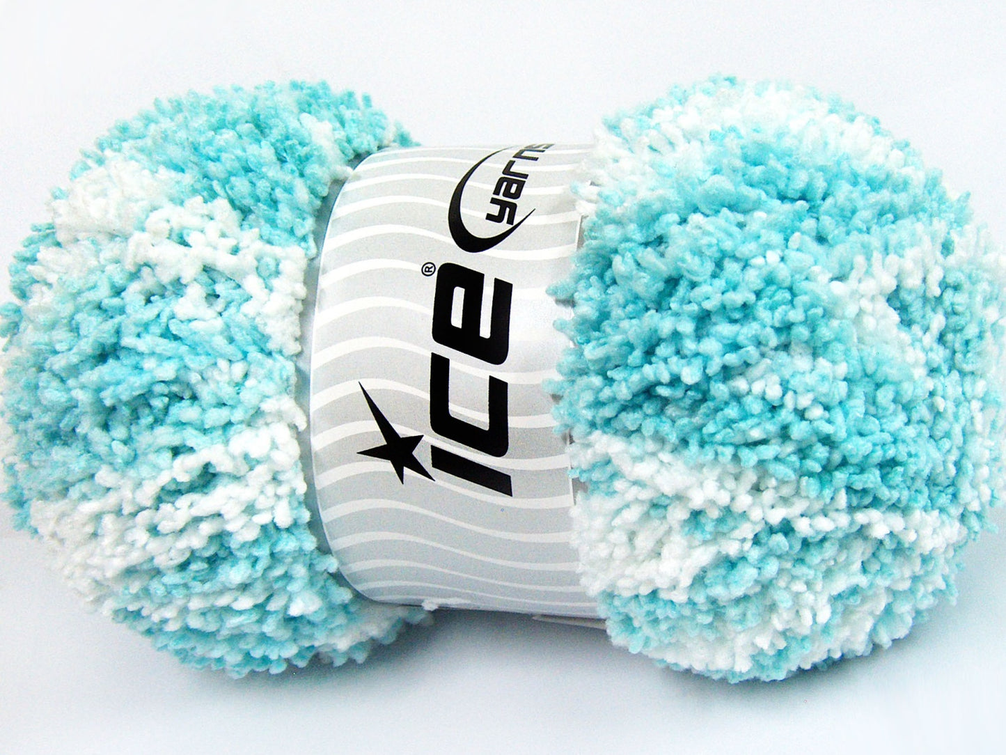 Lot of 4 x 100gr Skeins Ice Yarns BABY PUFFY Yarn Turquoise White