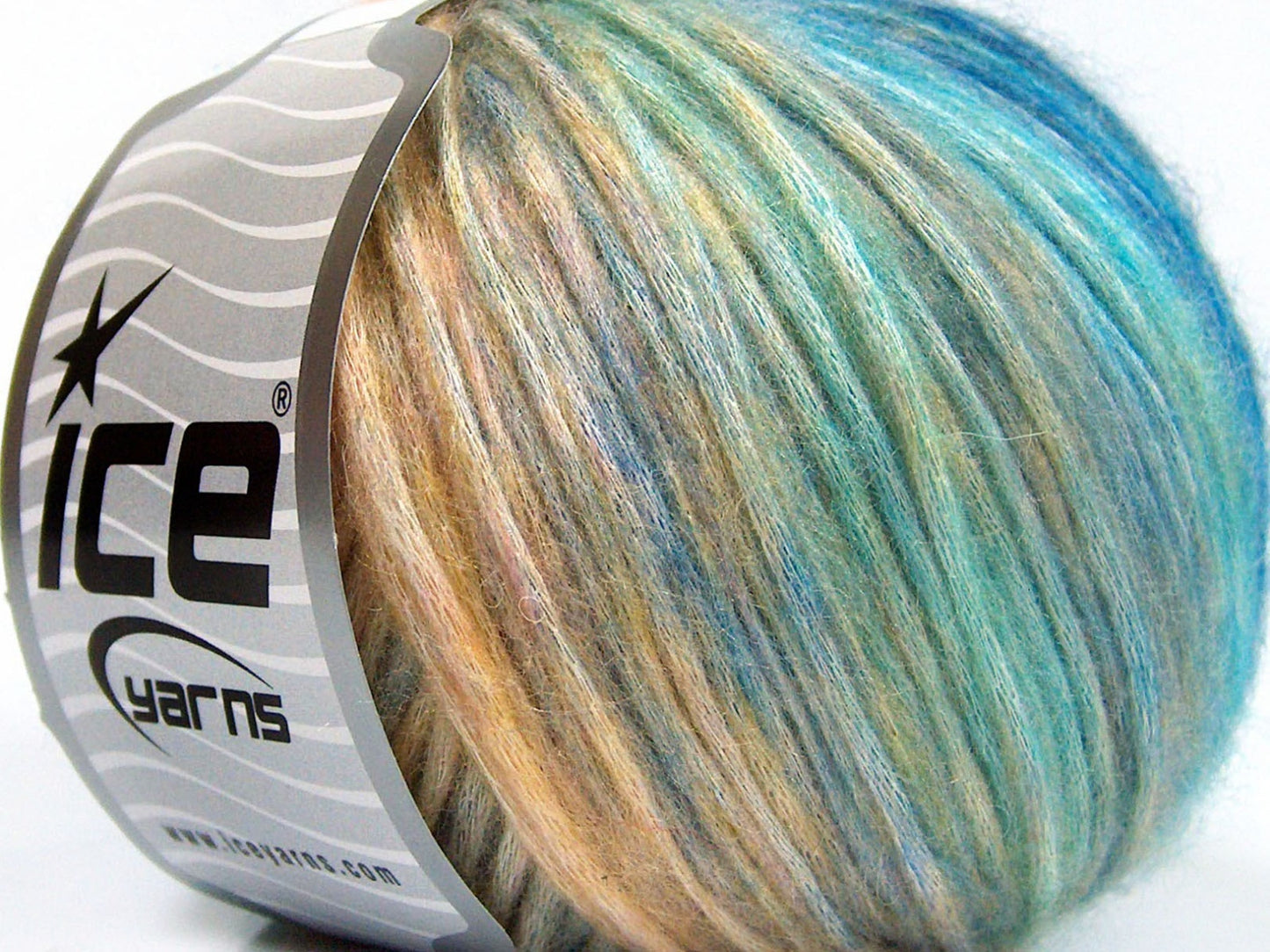 Lot of 8 Skeins Ice Yarns ROCK N ROLL (15% Wool 50% Modal) Yarn Turquoise Shades Cream Shades