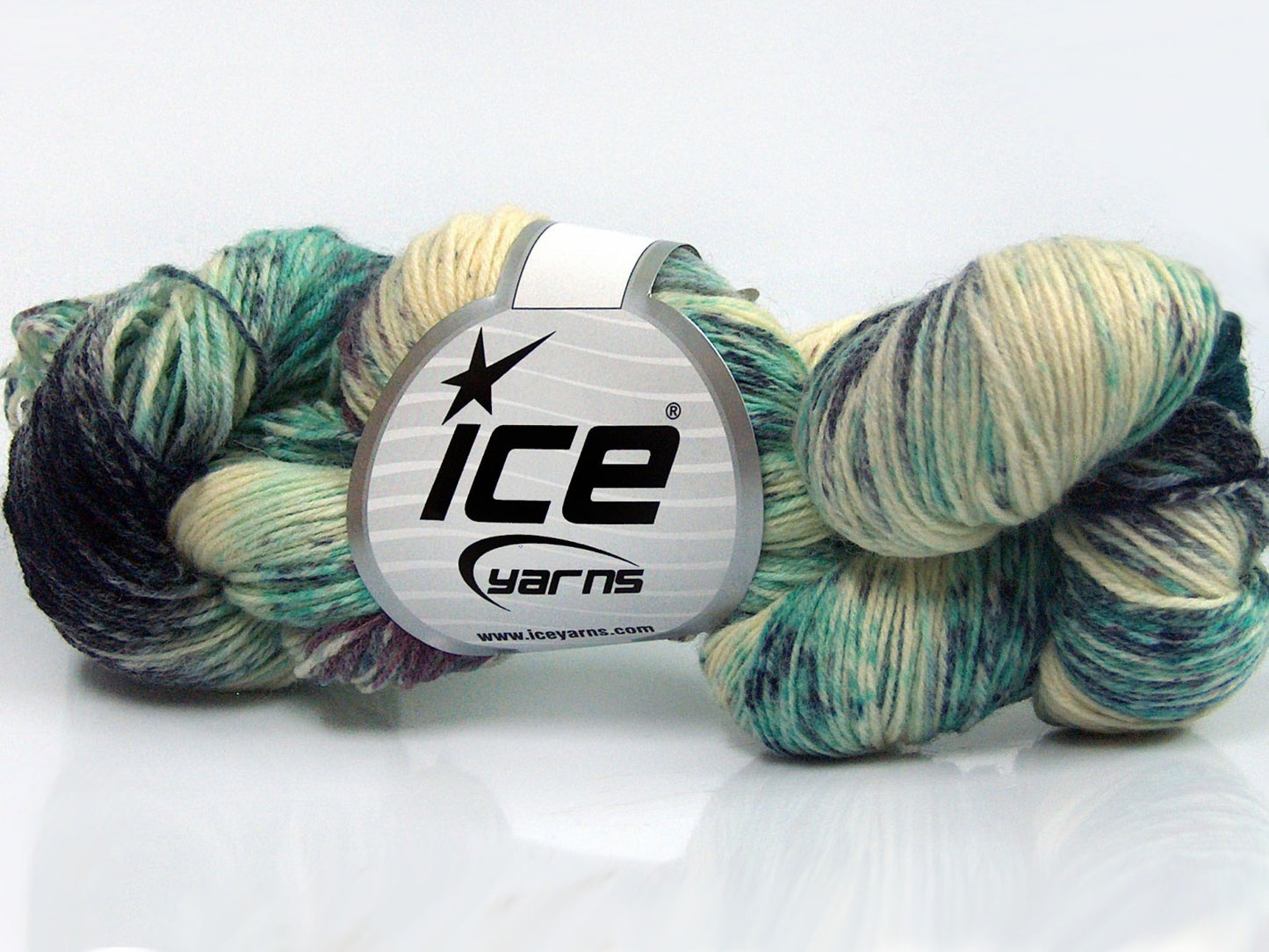 Lot of 4 x 100gr Skeins Ice Yarns HAND DYED SOCK YARN (75% SuperWash Wool) Yarn Turquoise Shades Cream Maroon
