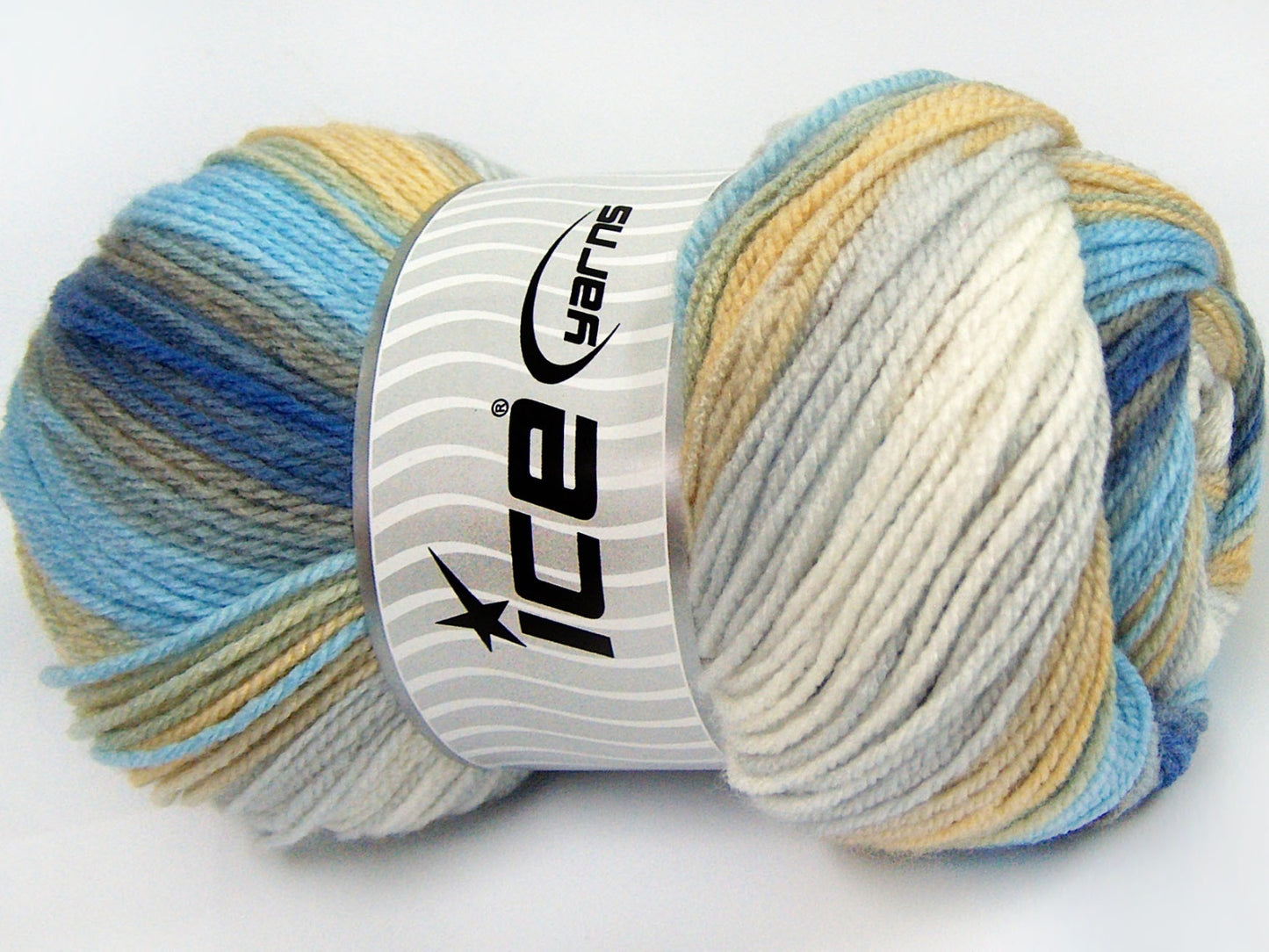 Lot of 4 x 100gr Skeins Ice Yarns BABY BATIK Yarn Blue Shades Grey Brown White