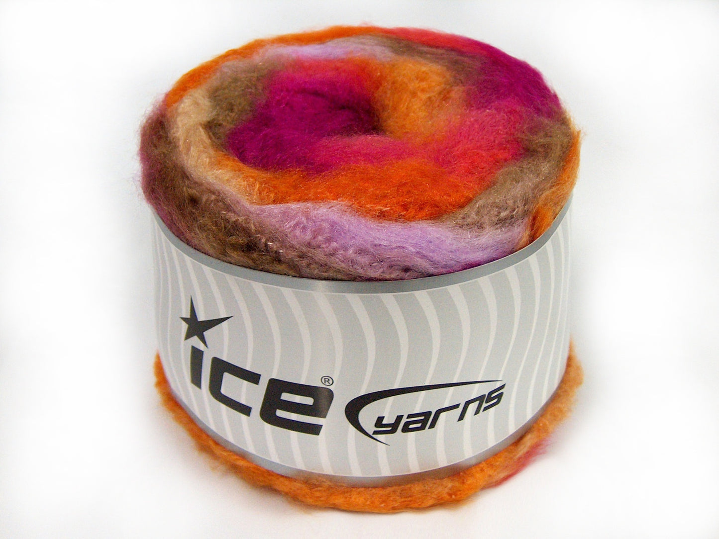 Lot of 2 x 150gr Skeins Ice Yarns CAKES FLUFFY (5% Mohair) Yarn Orange Pink Camel Lilac