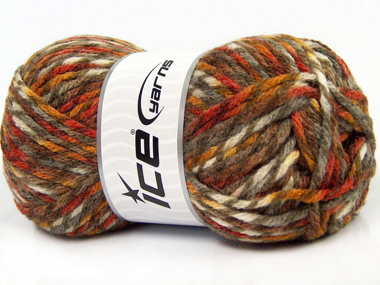 Lot of 4 x 100gr Skeins Ice Yarns THOR (25% Wool) Yarn Brown Shades Copper White