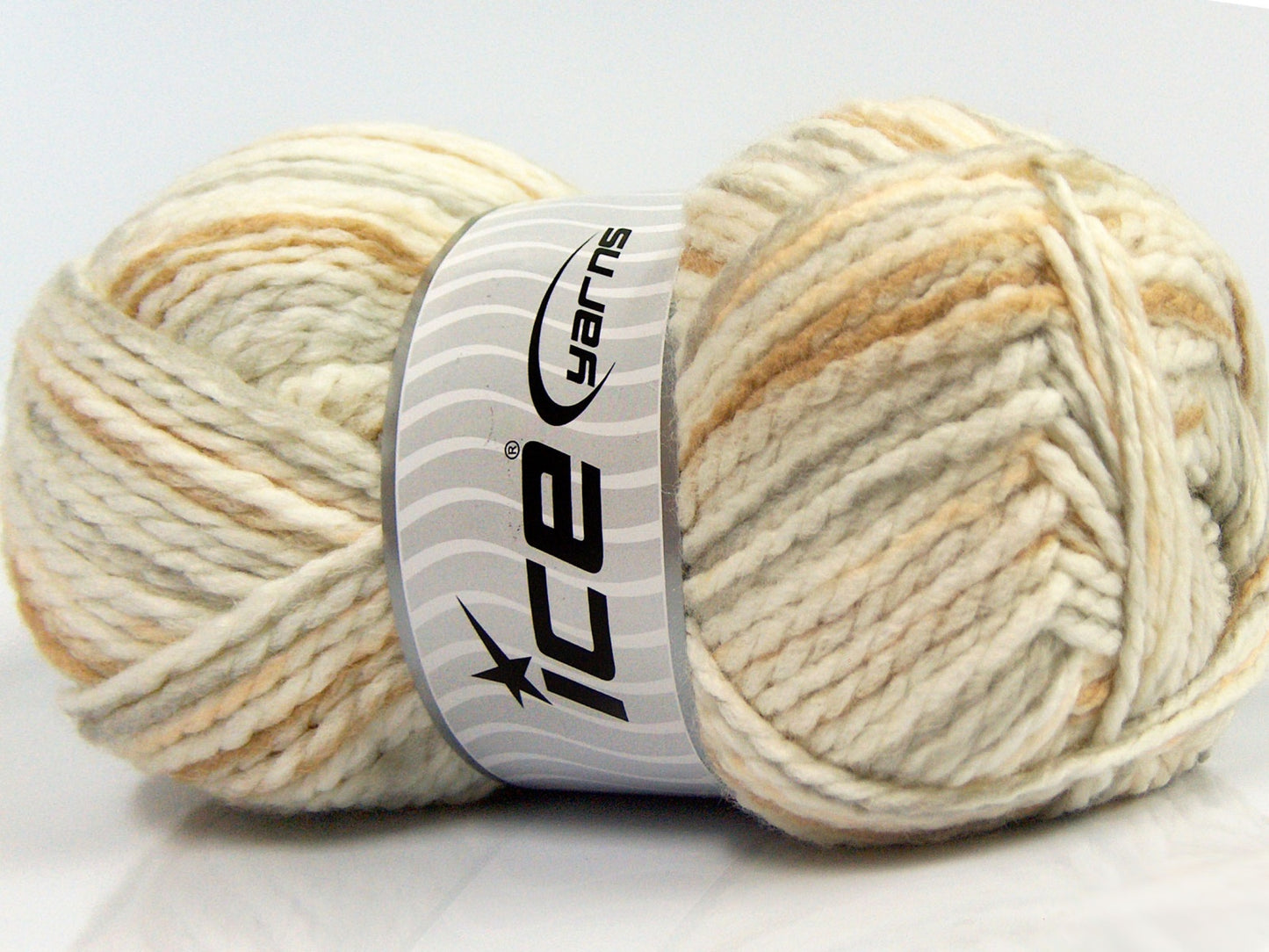 Lot of 4 x 100gr Skeins Ice Yarns WOOL FUN COLORS (30% Wool) Yarn Cream Light Salmon Light Brown Light Grey
