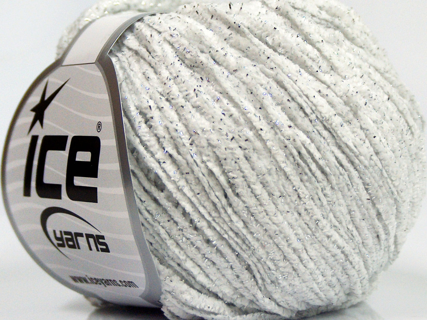 Lot of 8 Skeins Ice Yarns SALE CHENILLE Hand Knitting Yarn Off White Silver