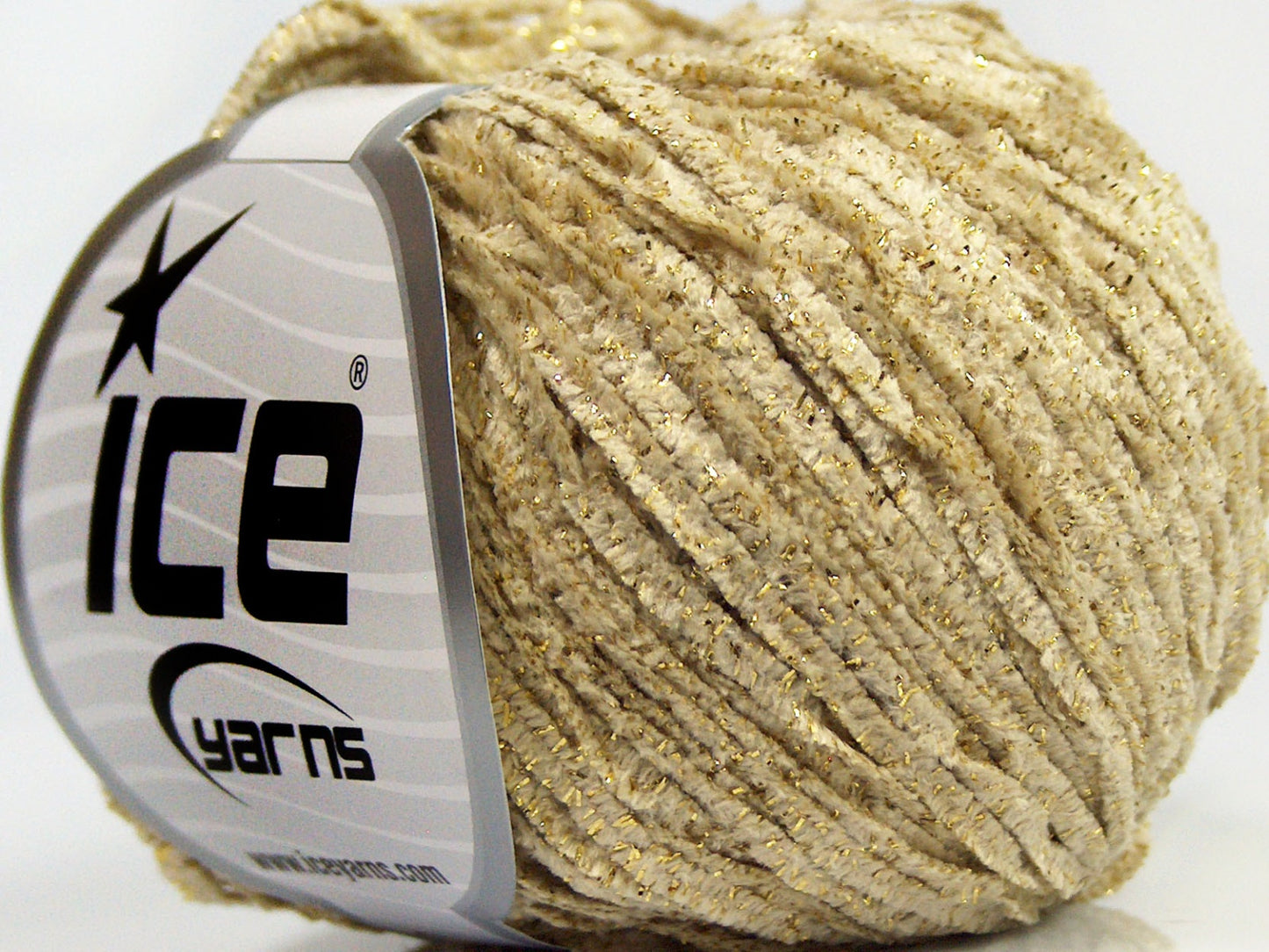 Lot of 8 Skeins Ice Yarns SALE CHENILLE Hand Knitting Yarn Dark Cream Gold