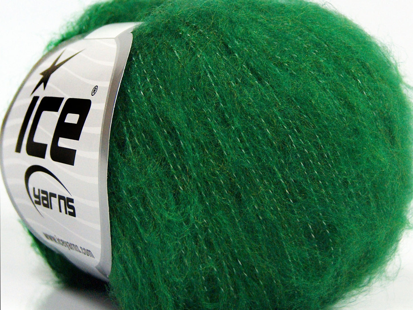 Lot of 10 Skeins Ice Yarns FLUFFY SUPERFINE (20% Wool) Hand Knitting Yarn Green