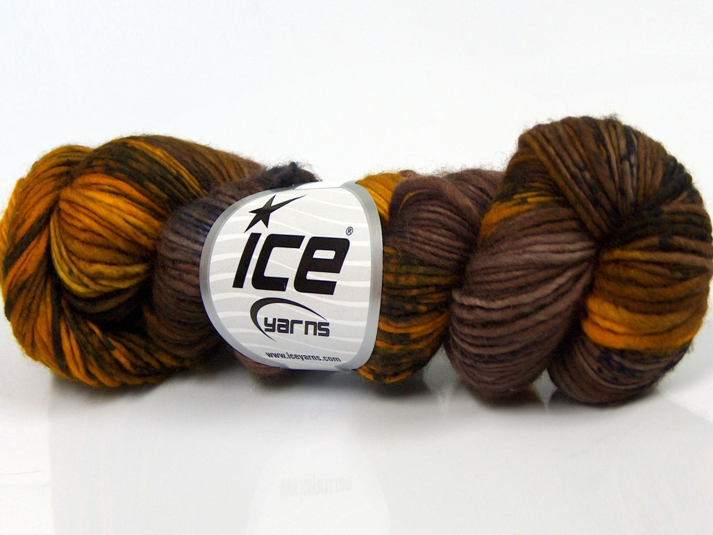Lot of 2 x 100gr Skeins Ice Yarns HAND DYED SUPERWASH MERINO (100% Superwash Merino Wool) Yarn Brown Shades Gold