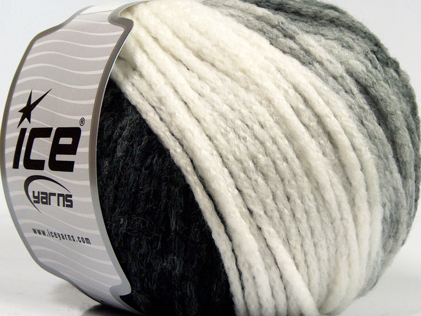 Lot of 4 x 100gr Skeins Ice Yarns NORDIC (23% Wool) Yarn Black Grey White