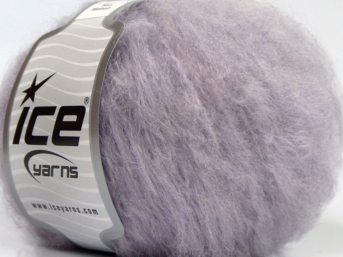 Lot of 8 Skeins Ice Yarns KAN MOHAIR (20% Mohair 25% Wool) Yarn Light Lilac