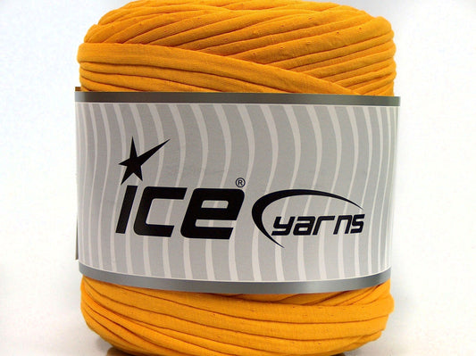 600 gr ICE YARNS UPCYCLED FABRIC 600 (95% Cotton 5% Elastan) Yarn Dark Yellow