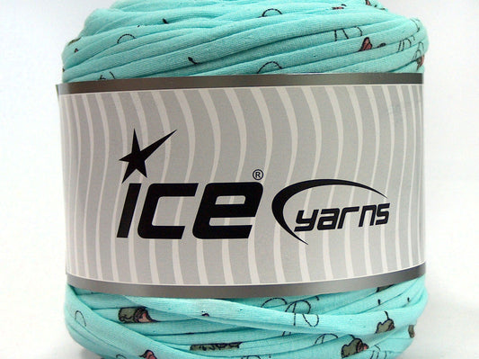 600 gr ICE YARNS UPCYCLED FABRIC 600 (95% Cotton 5% Elastan) Yarn Turquoise