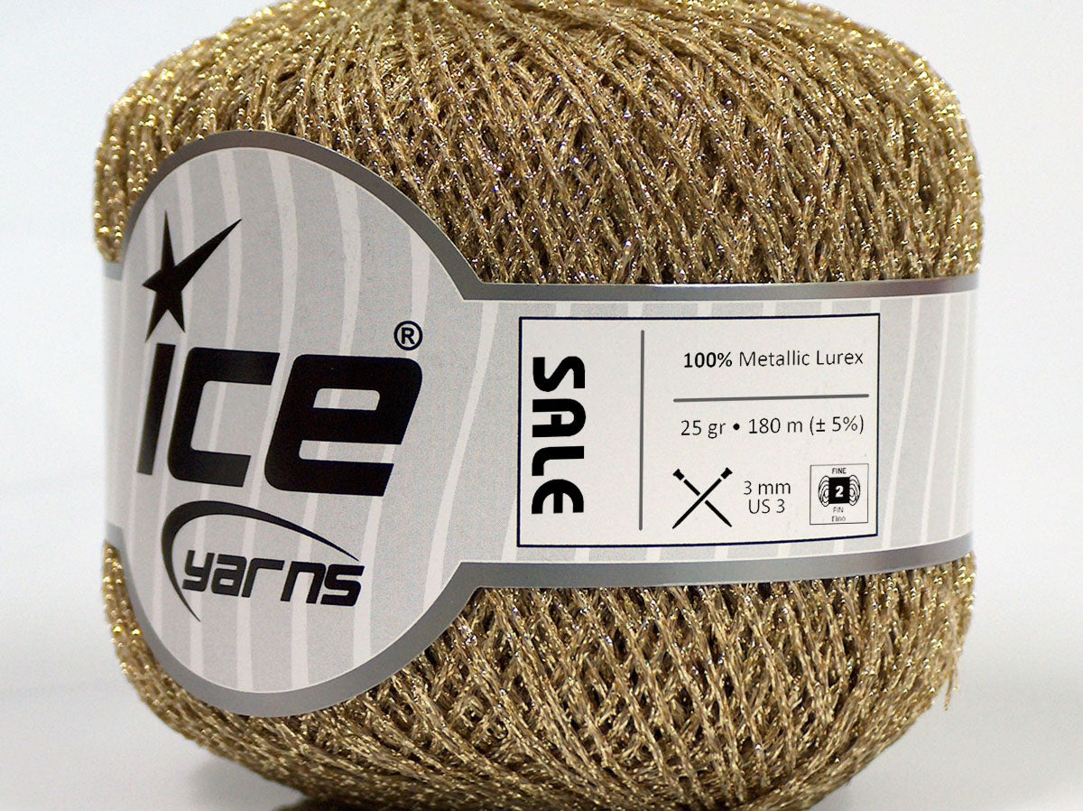 Lot of 6 Skeins Ice Yarns SALE METALLIC Hand Knitting Yarn Gold