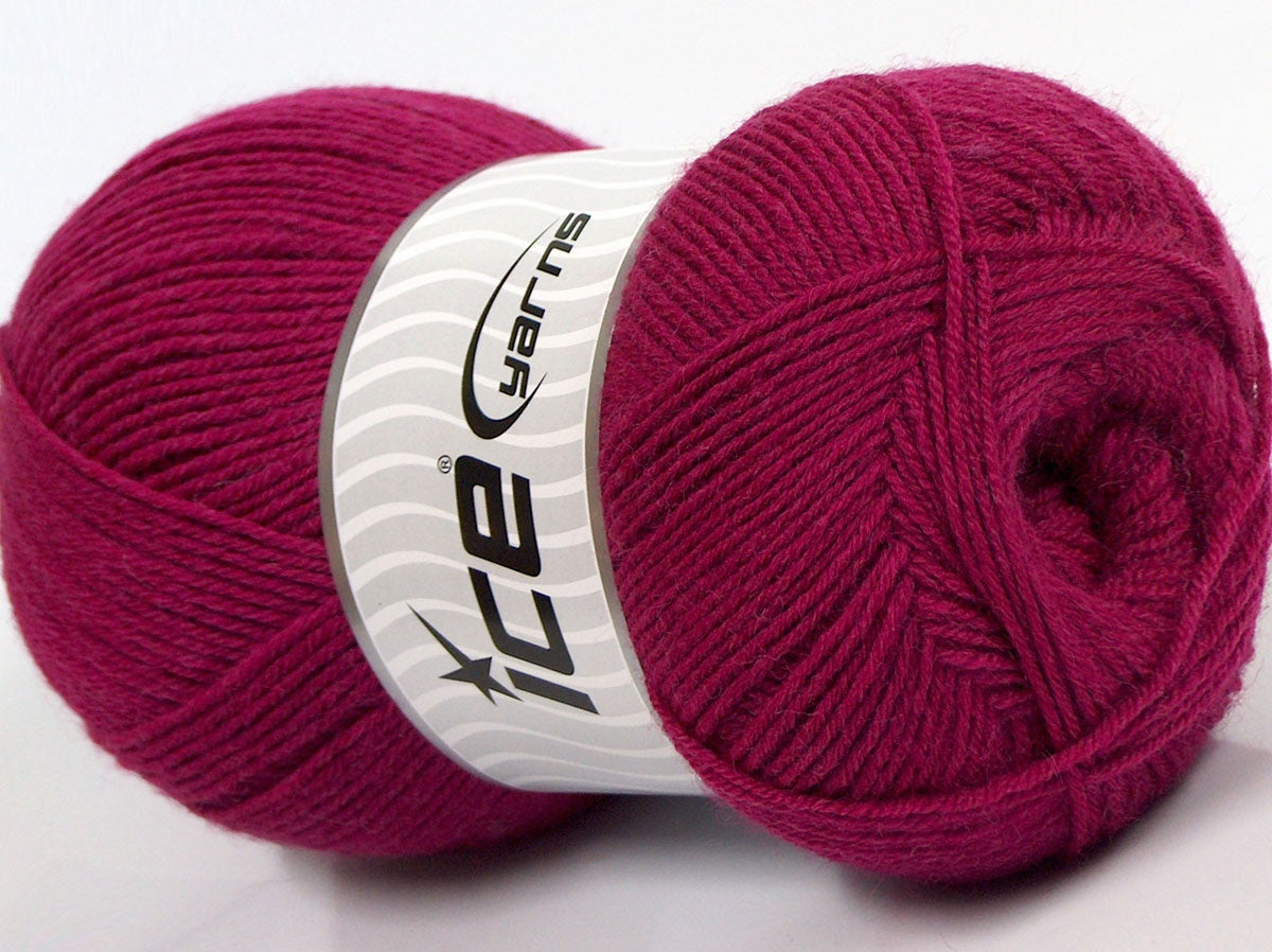 Lot of 4 x 100gr Skeins Ice Yarns MERINO GOLD (60% Merino Wool) Yarn Dark Fuchsia