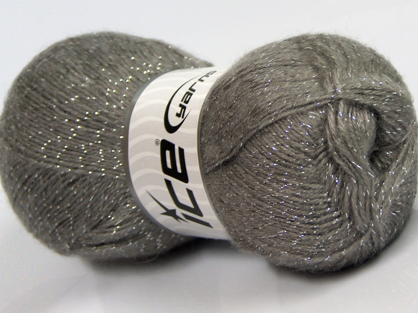 Lot of 4 x 100gr Skeins Ice Yarns ELITE SHAWL GLITZ (10% Mohair 10% Wool) Yarn Light Grey