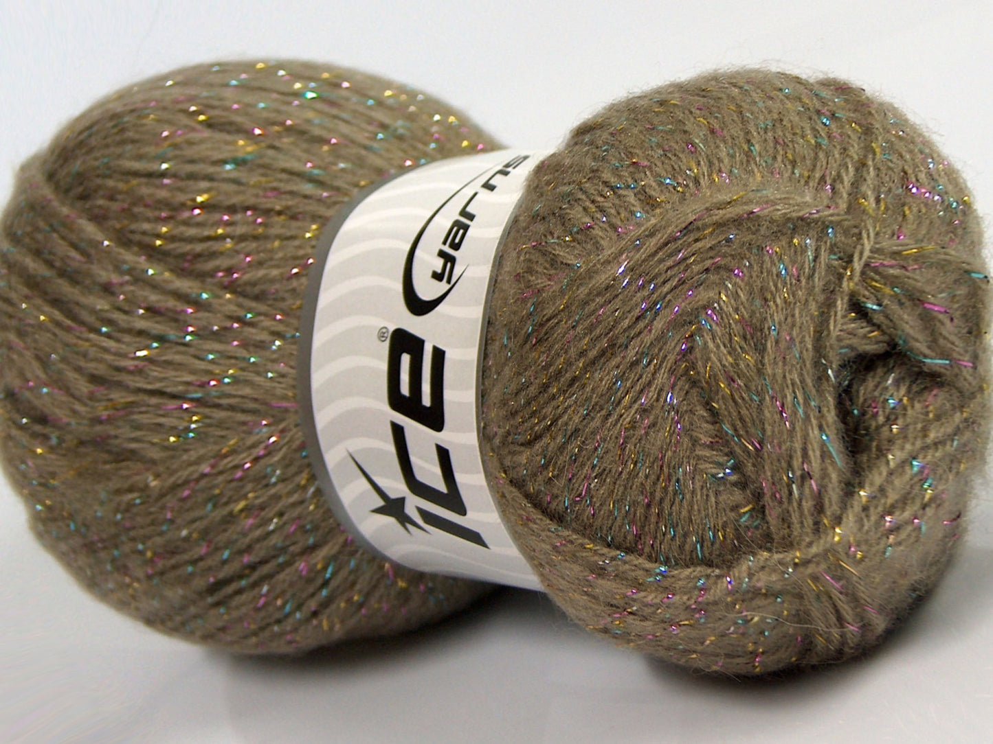 Lot of 4 x 100gr Skeins Ice Yarns ELITE SHAWL GLITZ (10% Mohair 10% Wool) Yarn Light Camel Iridescent