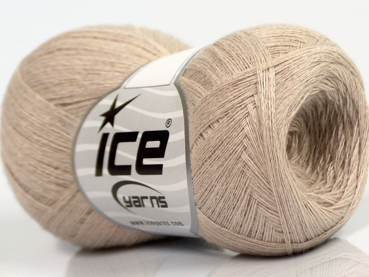 Lot of 8 Skeins Ice Yarns SALE LUXURY-PREMIUM (15% Cashmere 85% Viscose) Yarn Beige