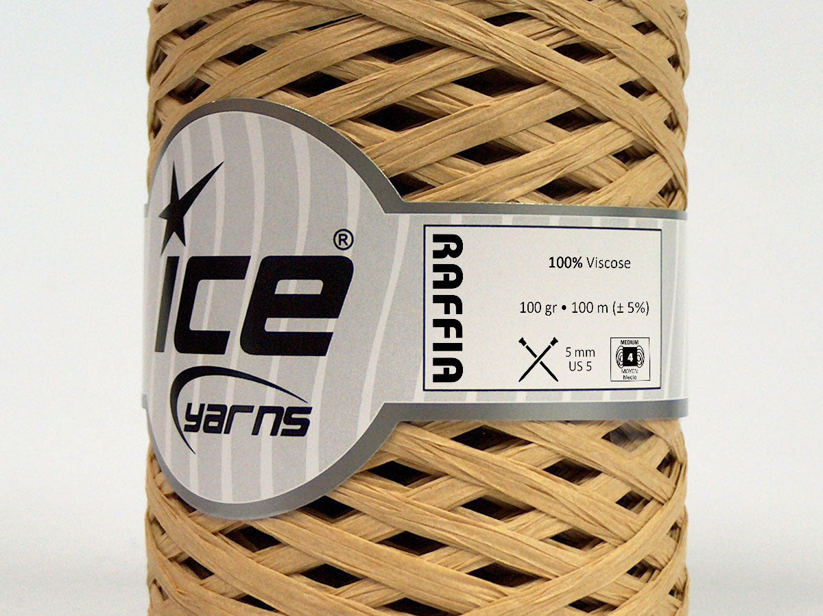 Lot of 2 x 100gr Skeins Ice Yarns RAFFIA (100% Viscose) Yarn Cream