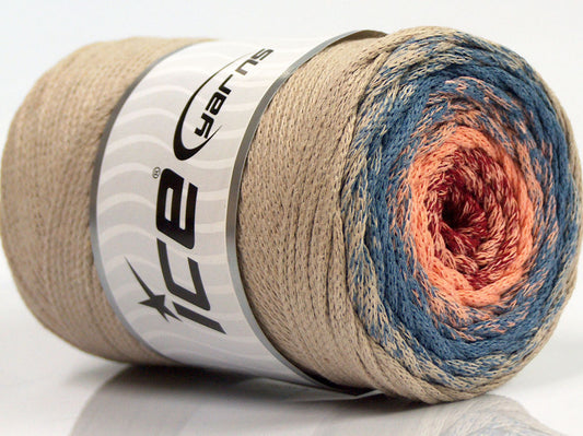250 gr ICE YARNS MACRAME COTTON MAGIC (100% Cotton) Yarn Beige Blue Salmon Light Burgundy