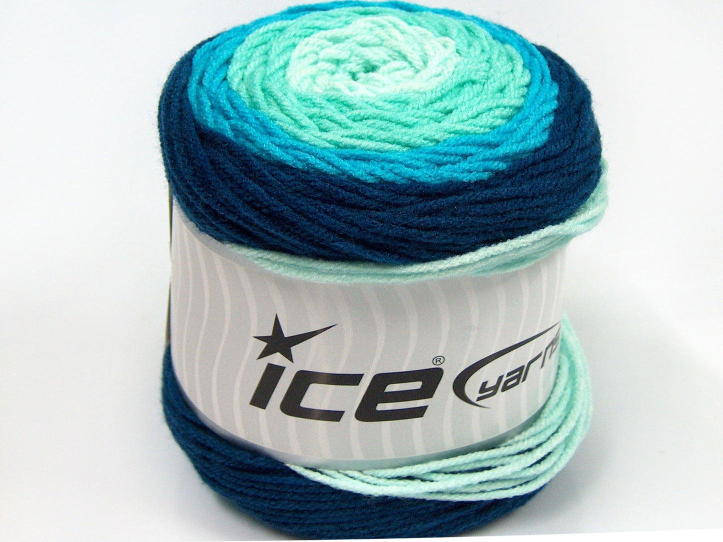Lot of 2 x 200gr Skeins Ice Yarns CAKES COLOR Yarn Turquoise Mint Green Navy