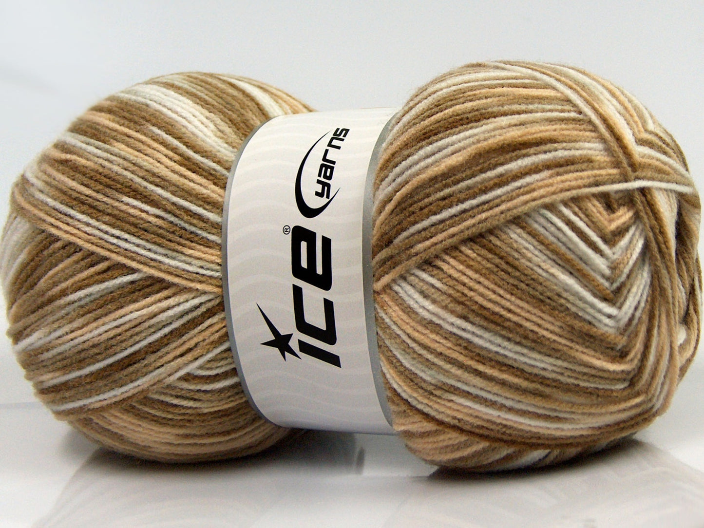 Lot of 2 x 200gr Skeins Ice Yarns SALE SELF-STRIPING Yarn Brown Shades White